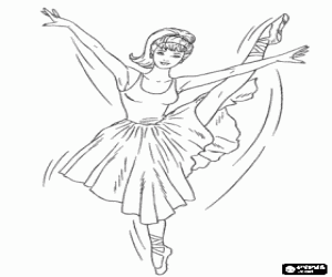 Barbie practicing a ballet step with one leg up coloring page