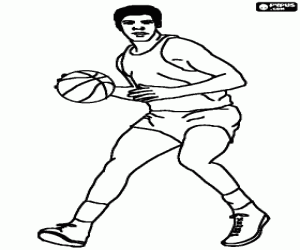 Basketball player dribbling coloring page