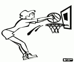 Basketball player going for a slam dunk coloring page