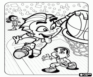 Basketball player making a dunk coloring page