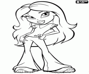 Beautiful Bratz dressed in casual clothes and sportswear coloring page