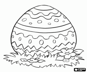 Beautiful easter egg on grass coloring page