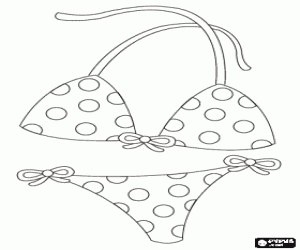 Bikini or two piece, a woman swimsuit with two parts coloring page