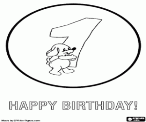 Birthday card for 1 year kids with animals coloring page
