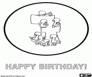 Birthday card for 7 years kids with animals coloring page