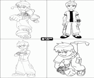 Birthday invitation cards with drawings of Ben 10 coloring page