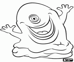 BOB, an indestructible gelatinous blue mass  coloring page