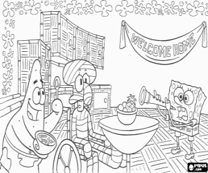 Bob and Patrick in the welcome party on Squidward