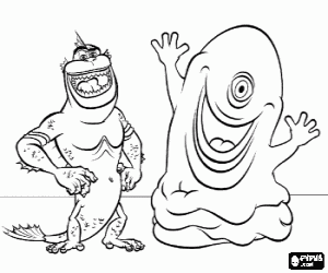 BOB and The Missing Link, two of the monsters fighting aliens coloring page