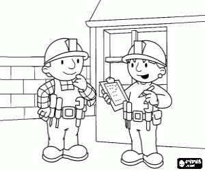 Bob the Builder and his partner Wendy organizing the work of the day coloring page