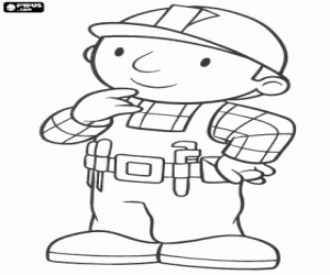 Bob the Builder thoughtfully to find a solution coloring page