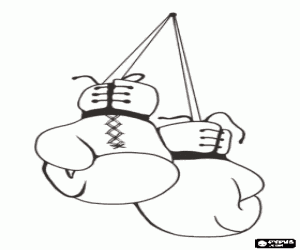 Boxing gloves hanging on the wall coloring page