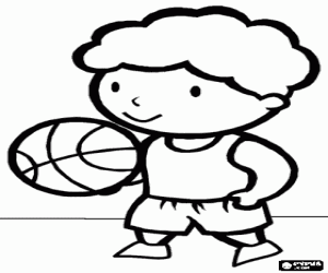 Boy, basketball player with a ball coloring page