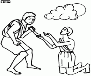 Cain, the firstborn of Adam and Eve, at the time of killing his brother Abel coloring page
