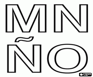 Capital letters M, N, � and O coloring page