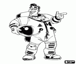 Captain Charles "Chuck" Baker has arrived with his spaceship to the planet 51 coloring page