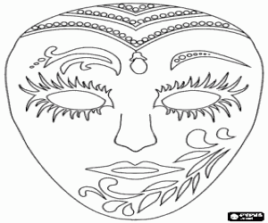 Carnival mask decorated with fanciful coloring page