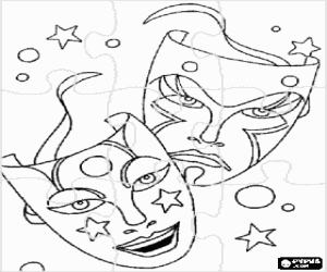 Carnival puzzle - Classic masks jigsaw coloring page