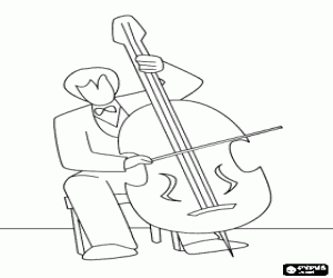 Cellist in concert with the symphony orchestra, a professional musician playing cello coloring page