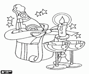 Champagne glasses and bottle of champagne ready for the new year toast coloring page