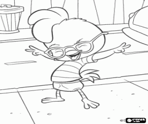 Chicken Little very happy and making the sign of victory coloring page