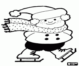 Child in an ice skating practice coloring page