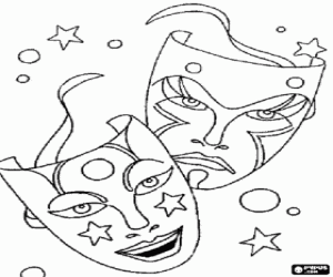 Classic masks coloring page