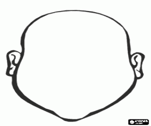 Contour head with blank face to draw coloring page