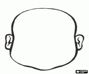 Contour of face to draw eyes, nose and mouth coloring page