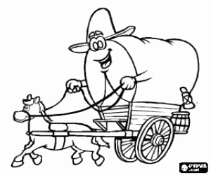 Covered wagon used by the settlers of the Wild West coloring page