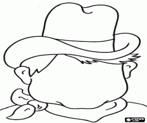 Cowboy head to draw the face coloring page