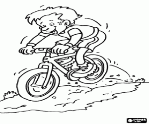 Cyclist of mountain bike or MTB descending a slope   coloring page