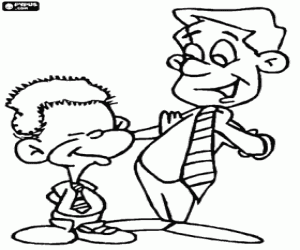 Dad and son with the gift tie coloring page