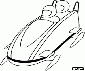 Descending in a bobsleigh or bobsled two-crew coloring page