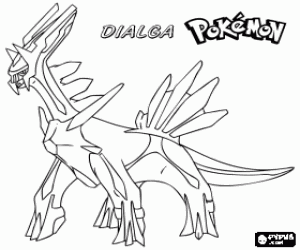 Dialga has the power to control time and is a Steel and dragon type Pok�mon coloring page