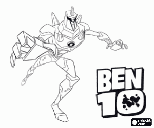 Diamondhead is an alien with a body made of extremely tough glass coloring page