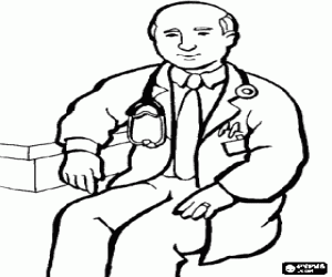Doctor seated in his consultation coloring page