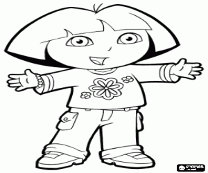 Dora the Explorer, with a shirt with flowers coloring page