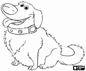 Dug, a dog very funny friend of Carl and Russell coloring page