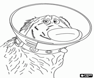 Dug, the talking dog, a golden retriever with his special collar coloring page