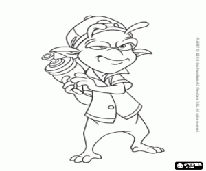 Eckle with his weapon against monsters and aliens coloring page