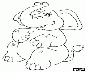 Elephant sitting on the floor coloring page