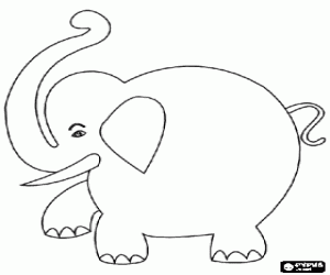 Elephant with the tube at high coloring page
