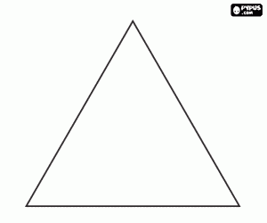 Equilateral triangle, regular polygon with three sides of equal length coloring page