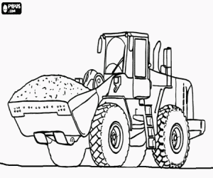 Excavator with a shovel full of dirt coloring page