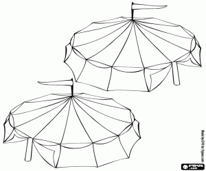 Exterior view of a circus tent or the big top ready for the function or performance coloring page