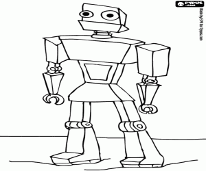 Extraterrestrial robot walking on the surface of a distant planet coloring page