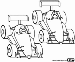 F1 cars on the grid coloring page