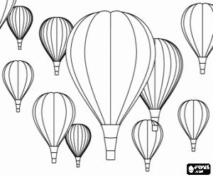 Festival of balloons, lots of hot air balloons in flight coloring page