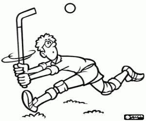 Field hockey - Player with the stick high to control a raised ball coloring page